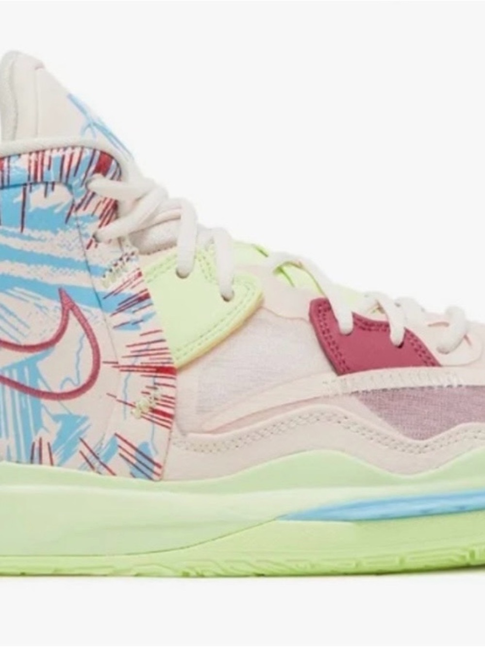 Nike High-Top Sneaker — Pink, Lime, Blue Accents